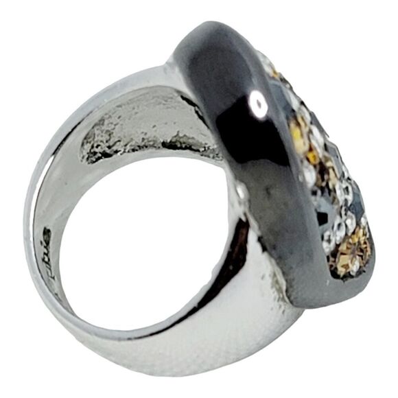Lia Sophia Wishing Well Ring Hematite silver Tone Multicolored Crystals Size 7 - Picture 2 of 4